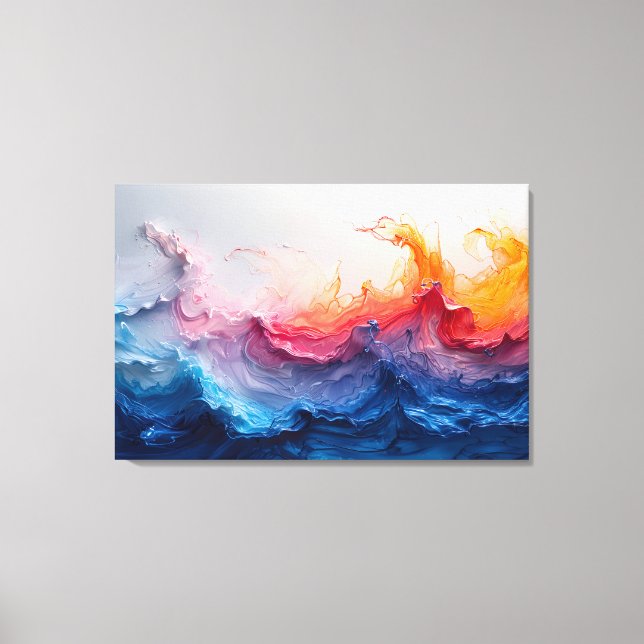 Lienzo Ocean Wave Fluid Art Sunset Glow Abstract (Anverso)