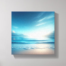 Lienzo Océano Azur Sereno con Sol Matutino Suave