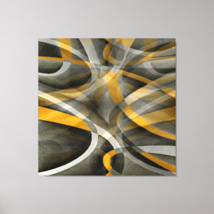 Lienzo Ochenta Retro Mostaza Amarillo y Gris Abstracto Cu