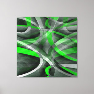 Lienzo Ochenteros Retro Neon Verde y Gris Línea Curva Pat