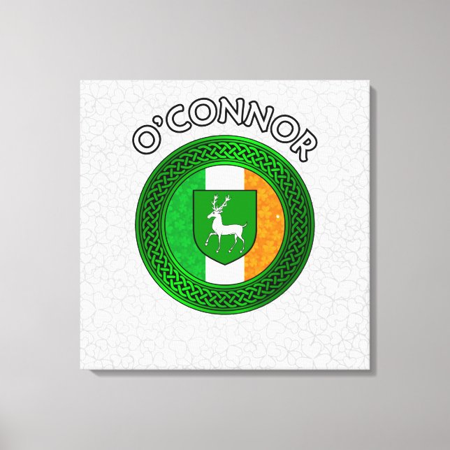 Lienzo O'Connor Escudo y Knot celta en Shamrock Canvas Pr (Anverso)