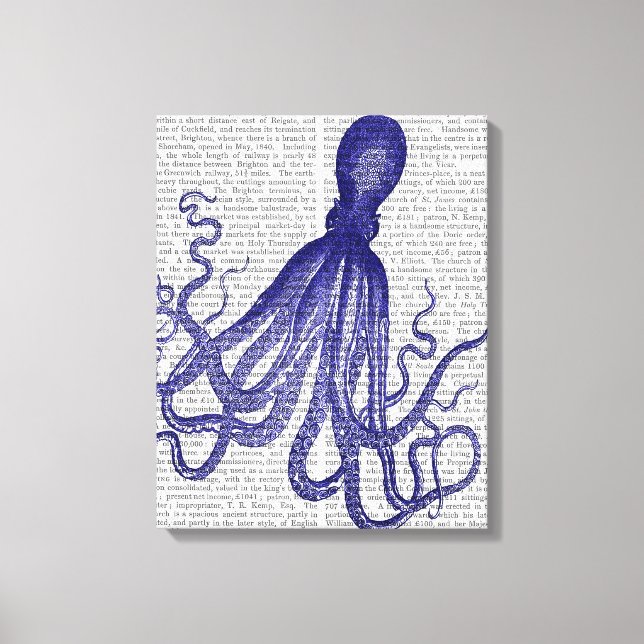 Lienzo Octopus azul (Anverso)