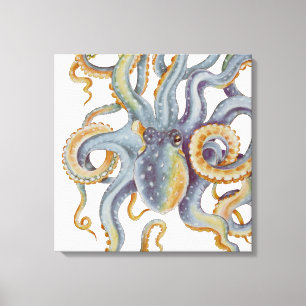 Lienzo Octopus Blue Pastel Color Watercolor Art