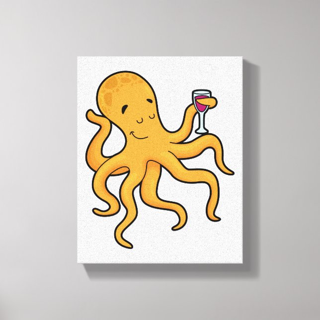Lienzo Octopus con vidrio de jugo (Anverso)