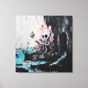 Lienzo Octopus Skull Tarot Oracle Cards Witchy AI Art