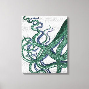 Lienzo Octopus Tentacles Verde y Azul
