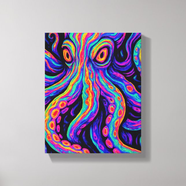 Lienzo Octopus trippy vibrante (Anverso)
