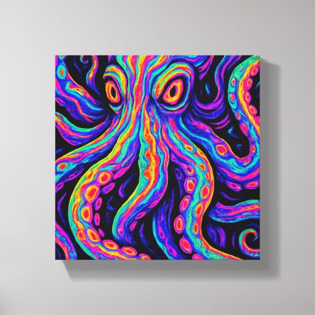 Lienzo Octopus trippy vibrante (Anverso)