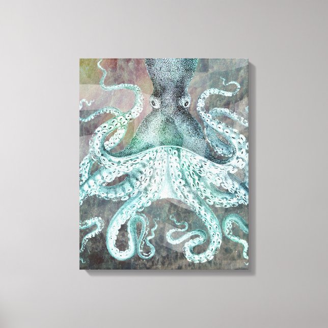 Lienzo Octopus vintage nautical (Anverso)