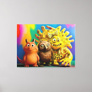 Lienzo OddFriends - Colorida Creatura de fantasía Trio Ca