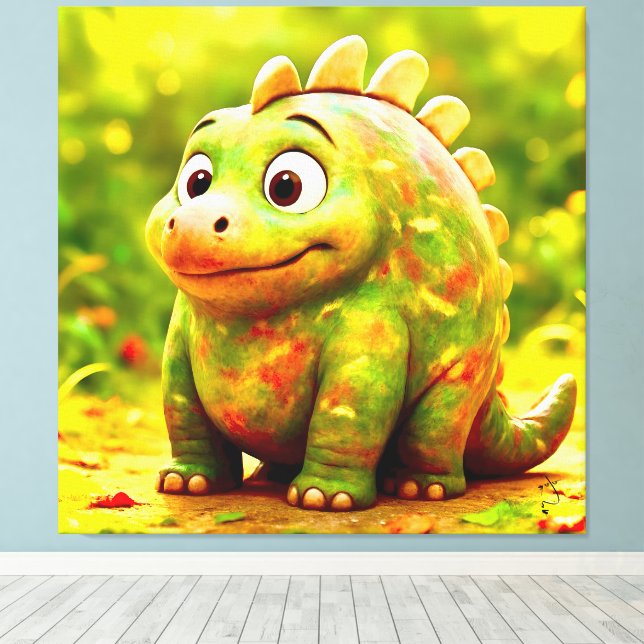 Lienzo OddFriends - Poster de Cute Chubby Dino (Insitu (piso de madera))