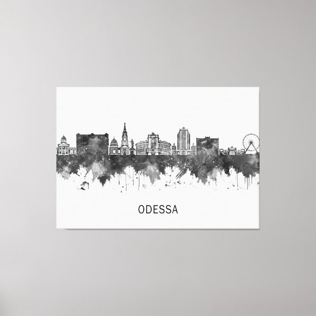 Lienzo Odessa Ukraine Skyline BW (Anverso)