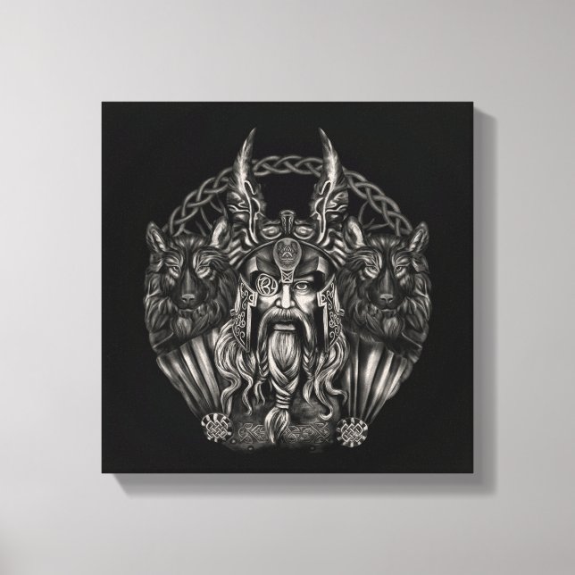 Lienzo Odin y sus lobos Geri y Freki (Anverso)