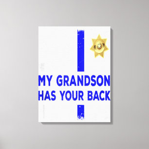 Lienzo Oficial de policía abuelos Mi nieto tiene regalo