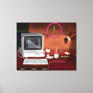 Lienzo Oficina clásica de los 80 con computadora