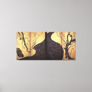 Lienzo Ogata Korin / Bossoms de ciruelas rojas y blancas