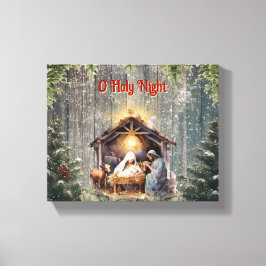 Lienzo Oh Noche Santa: Una Escena de la Natividad Atempor