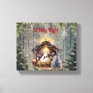 Lienzo Oh Noche Santa: Una Escena de la Natividad Atempor