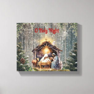 Lienzo Oh Noche Santa: Una Escena de la Natividad Atempor