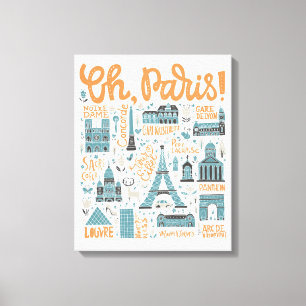 Lienzo ¡Oh, París! tipografía de la ciudad del
