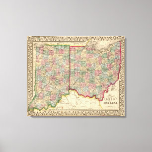 Lienzo Ohio, mapa de Indiana por Mitchell