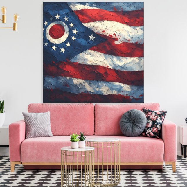 Lienzo Ohio State Flag Design | Buckeye State Pride Gift  (Insitu (Sala de estar))