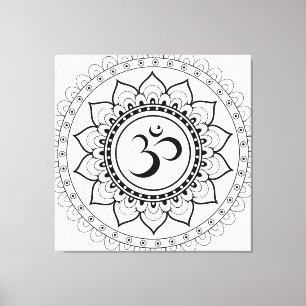 Lienzo Ohm Mandala Om Mandala Blanco y Negro