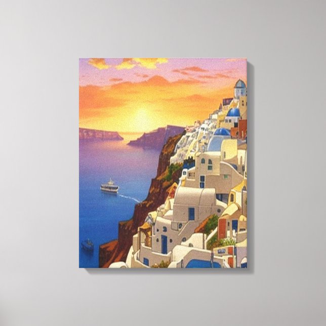 Lienzo Oia, Santorini, Grecia Art (Anverso)