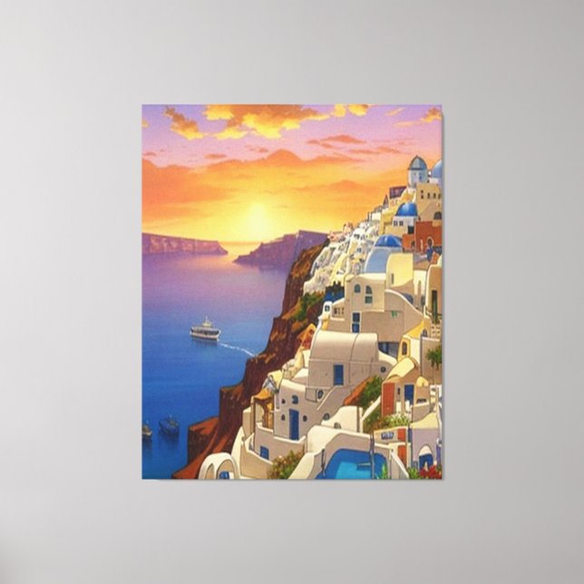 Lienzo Oia, Santorini, Grecia Art (Anverso)