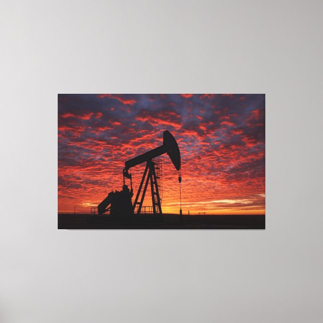 Lienzo Oil Pumpjack Poster - West Texas Industrial Print (Anverso)