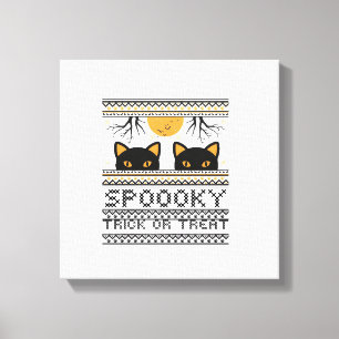 Lienzo Ojos de gato de Halloween espeluznante Truco o tra