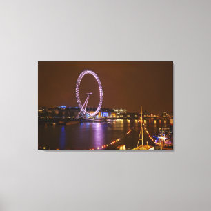 Lienzo Ojos de Londres, Támesis del río y luces desde