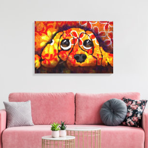 Lienzo Ojos de perro de pipa sincera abstracción Naranja 