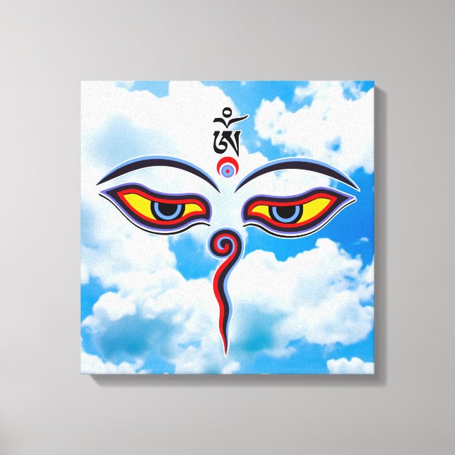 Lienzo Ojos de sabiduría de Buda - Ojos del templo de Bod (Anverso)