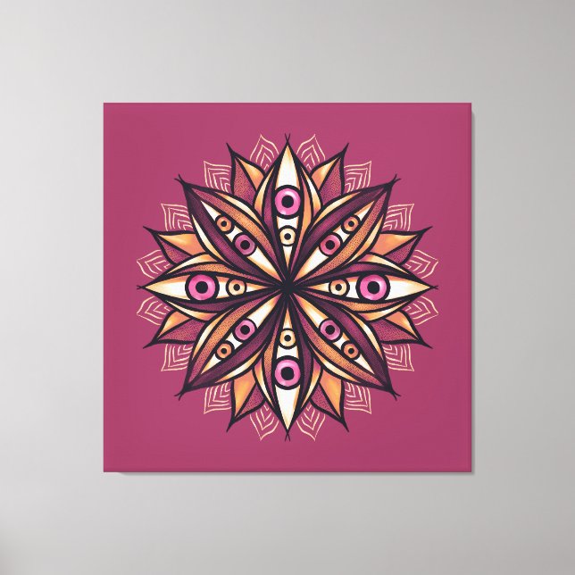 Lienzo Ojos espeluznantes Flor psicodélica Trippy Art (Anverso)