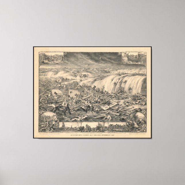 Lienzo Ola de marea del Golfo de Galveston, la calamidad  (Anverso)