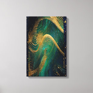 Lienzo Ola Dorada - Noche Esmeralda, Impasto Ultra Grueso