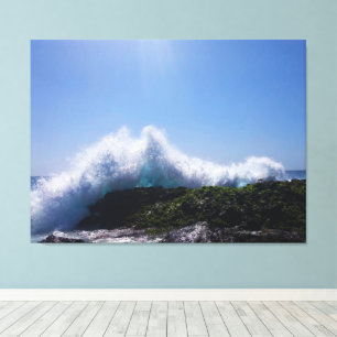 Lienzo Ola que Alcanza el Cielo Fotografía de Rocas Cost