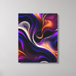 Lienzo Olas Ardientes - Púrpura, Naranja, Dorado Abstract