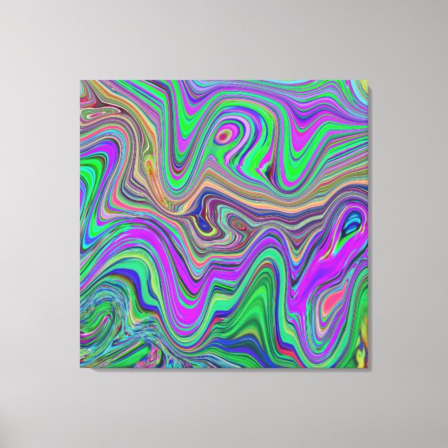 Lienzo Olas de color trippy Lime Verde y Púrpura (Anverso)