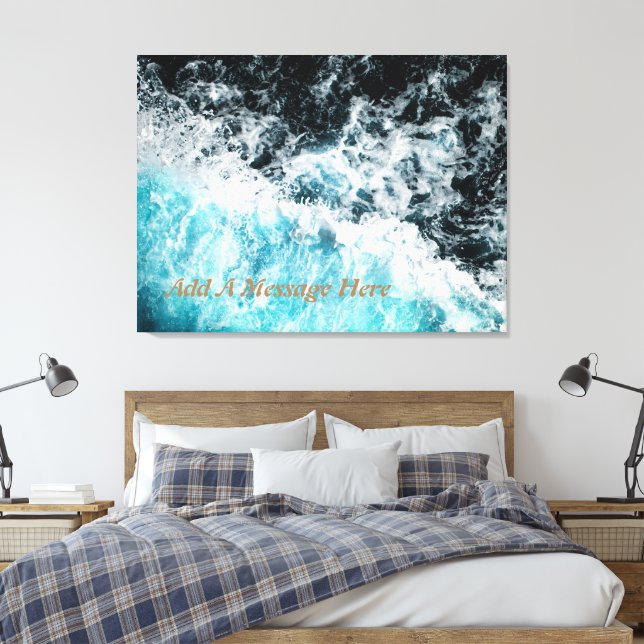 Lienzo Olas de Océano Azules y Negras Hawaii Personalizab (Insitu(Dormitorio))