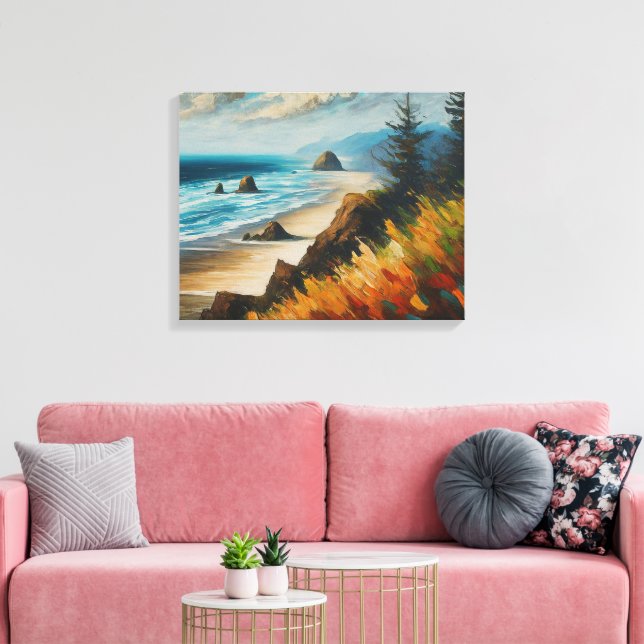 Lienzo Olas de Oregón Paisaje Marítimo Abstracto (Insitu (Sala de estar))