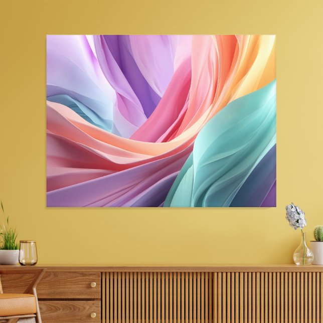 Lienzo Olas de tela pastel abstracta (Insitu (Sala de estar))