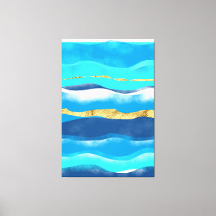 Lienzo Olas del océano azul frente al mar abstracto conte