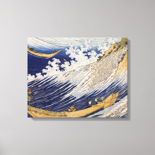 Lienzo Olas del Océano de Hokusai Barcos Marítimos (Anverso)