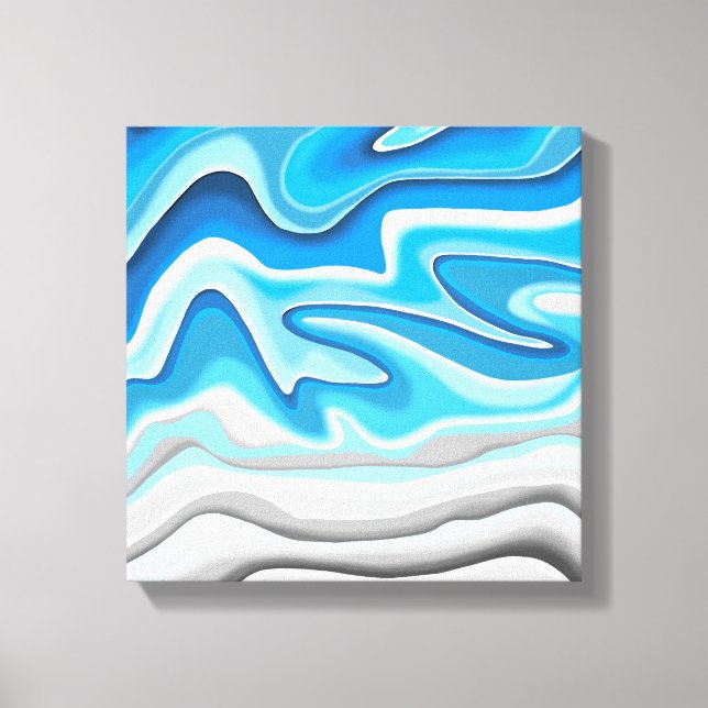 Lienzo Olas del Océano | Pintura abstracta azul (Anverso)