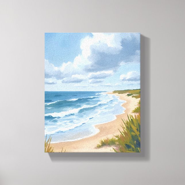Lienzo Olas del Océano | Pintura Costera de Playa (Anverso)