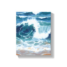 Olas del Océano Rompiendo | Acuarela Azul Costera