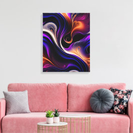 Lienzo Olas Ígneas - Abstracto Audaz de Púrpura, Naranja