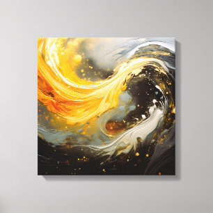 Lienzo Olas modernas de mármol abstracto dorado